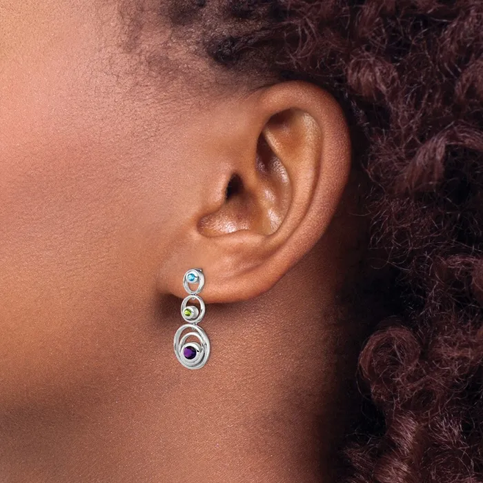 Goldia Sterling Silver Rhodiumplated Peridot Blue Topaz and Amethyst Earrings Earrings