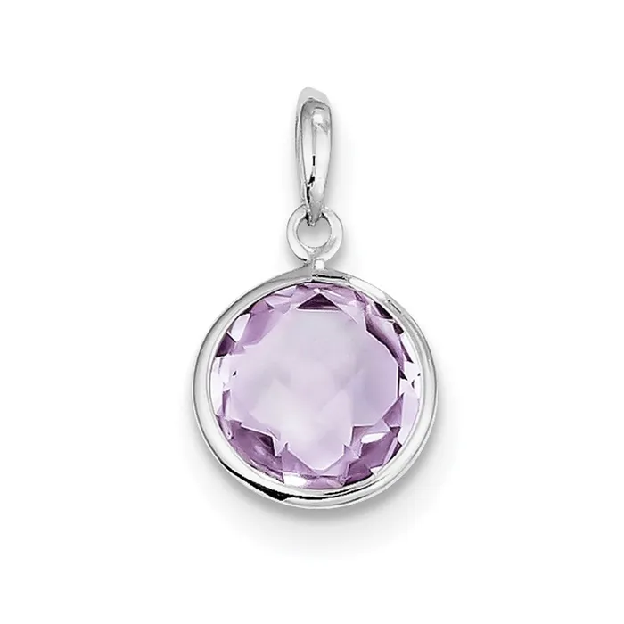 Goldia Sterling Silver Rhodiumplated Pink Quartz Pendant Necklaces