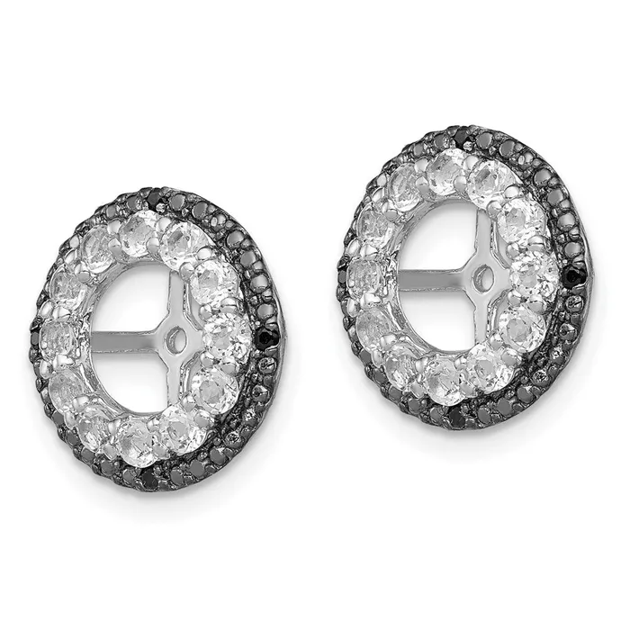 Goldia Sterling Silver Rhodium White Topaz u0026 Black Sapphire Earring Jacket Earrings
