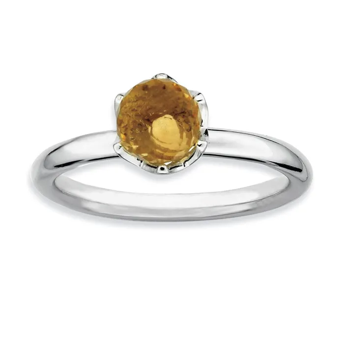 Goldia Sterling Silver Stackable Expressions Citrine Briolette Ring Rings