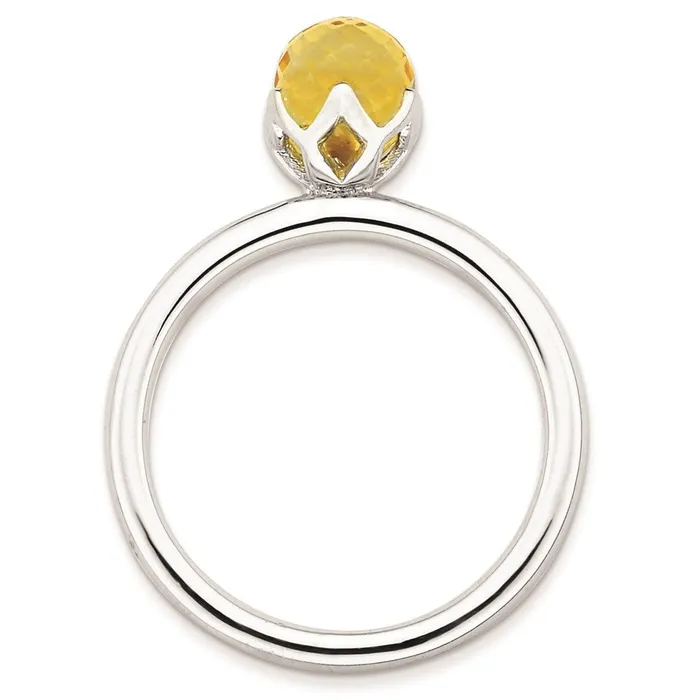 Goldia Sterling Silver Stackable Expressions Citrine Briolette Ring Rings