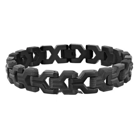 JMS always Bracelets Original Robert Alton Stainless Steel Forged Carbon Fiber Black Finish Mens Link Bracelet