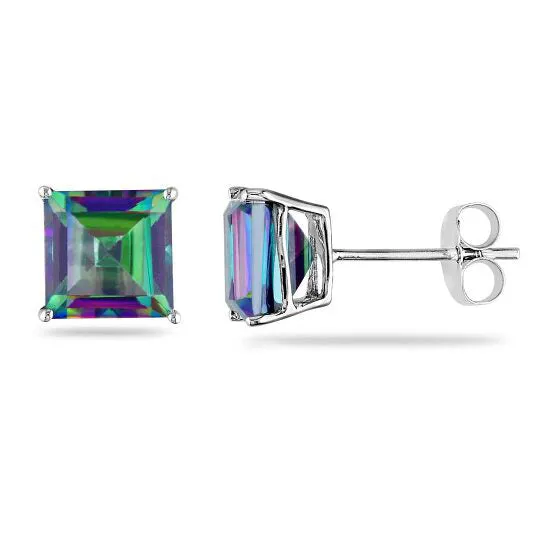 JMS always Earrings Original AMOUR Exotic Green Topaz Stud Earrings In 10K White Gold