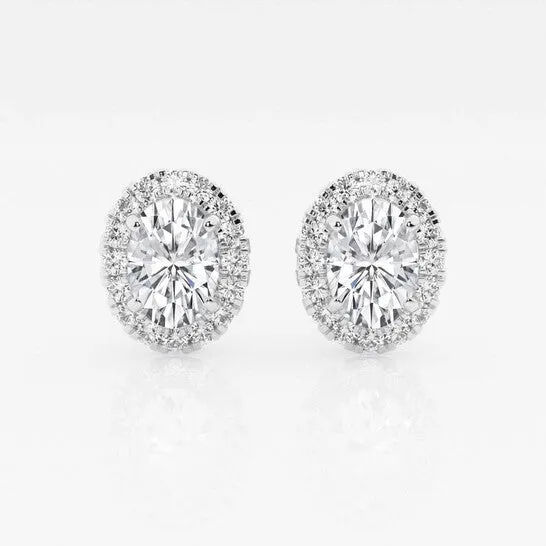 JMS always Earrings Original Brilliant Diamond 14KT White Gold 2 38 cttw OvalCut Lab Grown Diamond Halo Stud Earrings for Women FGVSSI GSI JMS always Earrings Original Brilliant Diamond 14KT White Gold 2 38 cttw OvalCut Lab Grown Diamond Halo Stud Earrings for Women FGVSSI GSI