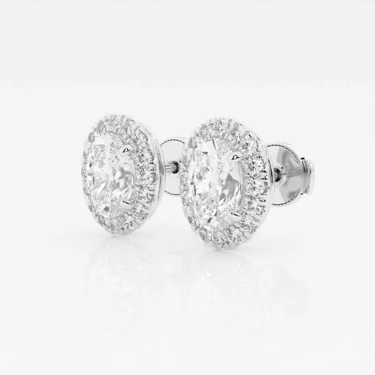 JMS always Earrings Original Brilliant Diamond 14KT White Gold 2 38 cttw OvalCut Lab Grown Diamond Halo Stud Earrings for Women FGVSSI GSI JMS always Earrings Original Brilliant Diamond 14KT White Gold 2 38 cttw OvalCut Lab Grown Diamond Halo Stud Earrings for Women FGVSSI GSI