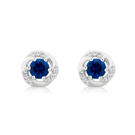 JMS always Earrings Original DiamondMuse Created Blue and White Sapphire Gemstone Sterling Silver Six Prong Stud Earrings for Women JMS always Earrings Original DiamondMuse Created Blue and White Sapphire Gemstone Sterling Silver Six Prong Stud Earrings for Women