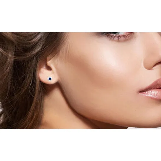 JMS always Earrings Original DiamondMuse Created Blue and White Sapphire Gemstone Sterling Silver Six Prong Stud Earrings for Women JMS always Earrings Original DiamondMuse Created Blue and White Sapphire Gemstone Sterling Silver Six Prong Stud Earrings for Women