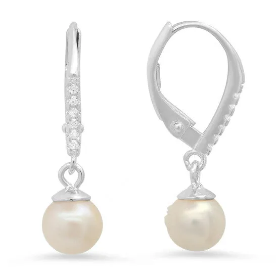 JMS always Earrings Original Kylie Harper Sterling Silver Genuine Pearl Dangling Leverback Earrings JMS always Earrings Original Kylie Harper Sterling Silver Genuine Pearl Dangling Leverback Earrings