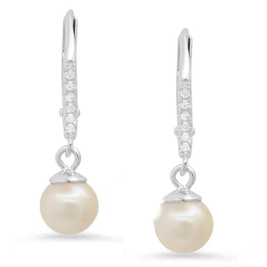 JMS always Earrings Original Kylie Harper Sterling Silver Genuine Pearl Dangling Leverback Earrings JMS always Earrings Original Kylie Harper Sterling Silver Genuine Pearl Dangling Leverback Earrings