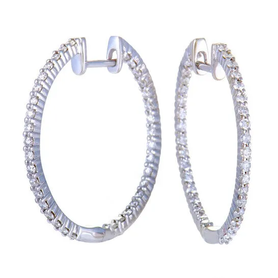 JMS always Earrings Original LB Exclusive 14K White Gold 100 Carat VS1 G Color Diamond Pave Inside Out Hoop Earrings