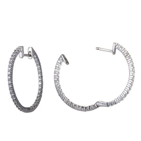 JMS always Earrings Original LB Exclusive 14K White Gold 100 Carat VS1 G Color Diamond Pave Inside Out Hoop Earrings JMS always Earrings Original LB Exclusive 14K White Gold 100 Carat VS1 G Color Diamond Pave Inside Out Hoop Earrings