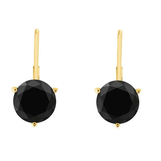 JMS always Earrings Original Maulijewels 300 Cttw Black Natural Diamond Womens Martini Three Prong Set Leverback Earrings In 14K Solid Yellow Gold JMS always Earrings Original Maulijewels 300 Cttw Black Natural Diamond Womens Martini Three Prong Set Leverback Earrings In 14K Solid Yellow Gold