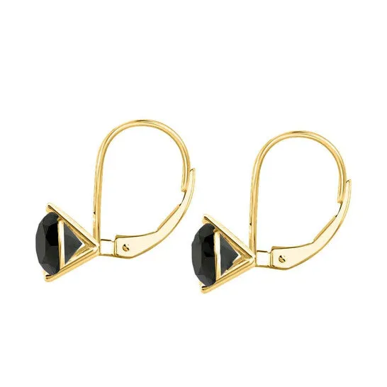 JMS always Earrings Original Maulijewels 300 Cttw Black Natural Diamond Womens Martini Three Prong Set Leverback Earrings In 14K Solid Yellow Gold JMS always Earrings Original Maulijewels 300 Cttw Black Natural Diamond Womens Martini Three Prong Set Leverback Earrings In 14K Solid Yellow Gold