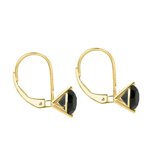 JMS always Earrings Original Maulijewels 300 Cttw Black Natural Diamond Womens Martini Three Prong Set Leverback Earrings In 14K Solid Yellow Gold JMS always Earrings Original Maulijewels 300 Cttw Black Natural Diamond Womens Martini Three Prong Set Leverback Earrings In 14K Solid Yellow Gold