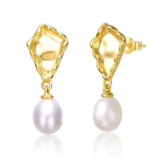 JMS always Earrings Original Megan Walford Sterling Silver 14k Yellow Gold Plated with White Pearl Nugget Dangle Earrings JMS always Earrings Original Megan Walford Sterling Silver 14k Yellow Gold Plated with White Pearl Nugget Dangle Earrings