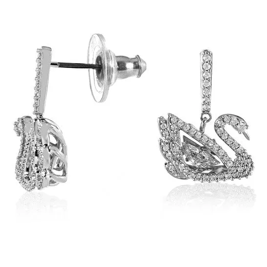 JMS always Earrings Original Swarovski Dancing Swan Pierced Earrings White Rhodium Plated JMS always Earrings Original Swarovski Dancing Swan Pierced Earrings White Rhodium Plated