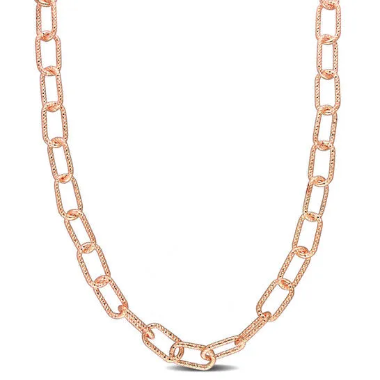 JMS always Necklaces Original AMOUR 9mm Fancy Paperclip Chain Necklace In Rose Plated Sterling Silver 24 In JMS always Necklaces Original AMOUR 9mm Fancy Paperclip Chain Necklace In Rose Plated Sterling Silver 24 In