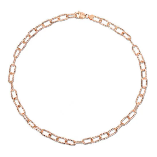 JMS always Necklaces Original AMOUR 9mm Fancy Paperclip Chain Necklace In Rose Plated Sterling Silver 24 In JMS always Necklaces Original AMOUR 9mm Fancy Paperclip Chain Necklace In Rose Plated Sterling Silver 24 In