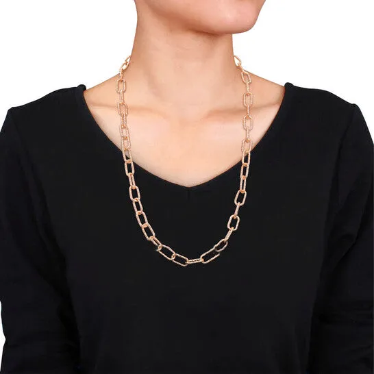 JMS always Necklaces Original AMOUR 9mm Fancy Paperclip Chain Necklace In Rose Plated Sterling Silver 24 In JMS always Necklaces Original AMOUR 9mm Fancy Paperclip Chain Necklace In Rose Plated Sterling Silver 24 In