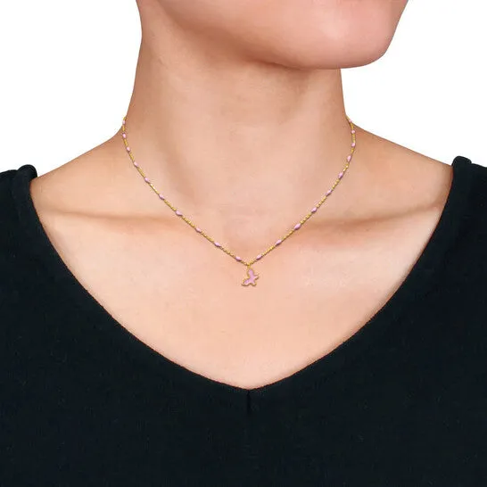 JMS always Necklaces Original Amour Pink Enamel Butterfly Necklace In 14K Yellow Gold JMS always Necklaces Original Amour Pink Enamel Butterfly Necklace In 14K Yellow Gold