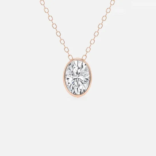 JMS always Necklaces Original Brilliant Diamond 100 cttw 14KT Rose Gold Bezel Setting OvalCut Lab Grown Diamond Pendant Necklace for WomenVS2 JMS always Necklaces Original Brilliant Diamond 100 cttw 14KT Rose Gold Bezel Setting OvalCut Lab Grown Diamond Pendant Necklace for WomenVS2