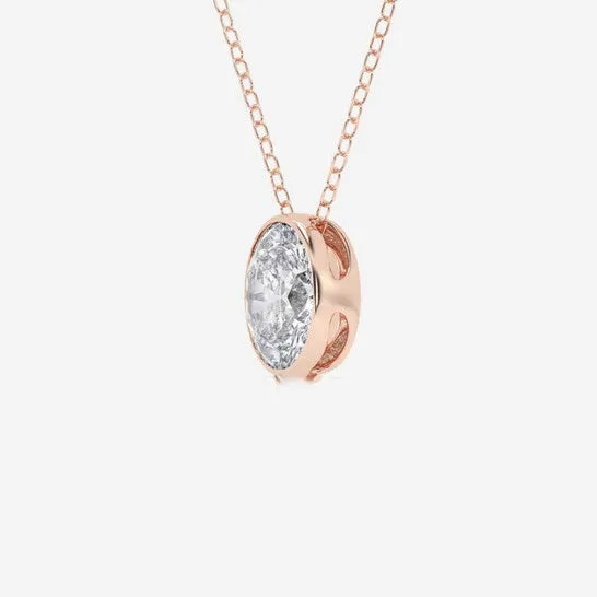 JMS always Necklaces Original Brilliant Diamond 100 cttw 14KT Rose Gold Bezel Setting OvalCut Lab Grown Diamond Pendant Necklace for WomenVS2 JMS always Necklaces Original Brilliant Diamond 100 cttw 14KT Rose Gold Bezel Setting OvalCut Lab Grown Diamond Pendant Necklace for WomenVS2