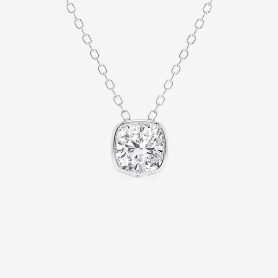 JMS always Necklaces Original Brilliant Diamond 100 cttw 14KT White Gold Bezel Setting CushionCut Lab Grown Diamond Pendant Necklace for WomenVS2 JMS always Necklaces Original Brilliant Diamond 100 cttw 14KT White Gold Bezel Setting CushionCut Lab Grown Diamond Pendant Necklace for WomenVS2