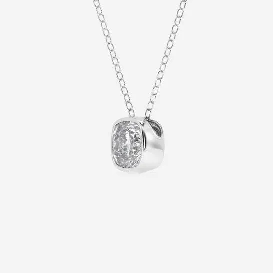JMS always Necklaces Original Brilliant Diamond 100 cttw 14KT White Gold Bezel Setting CushionCut Lab Grown Diamond Pendant Necklace for WomenVS2 JMS always Necklaces Original Brilliant Diamond 100 cttw 14KT White Gold Bezel Setting CushionCut Lab Grown Diamond Pendant Necklace for WomenVS2