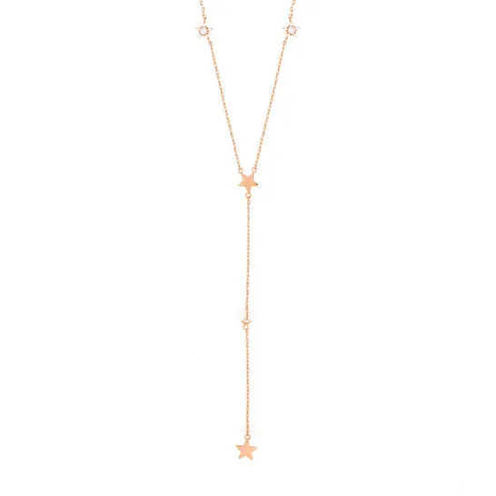 JMS always Necklaces Original Elegant Confetti Womens 18K Rose Gold Plated CZ Simulated Diamond Star Drop Necklace
