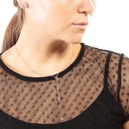 JMS always Necklaces Original Elegant Confetti Womens 18K Rose Gold Plated CZ Simulated Diamond Star Drop Necklace JMS always Necklaces Original Elegant Confetti Womens 18K Rose Gold Plated CZ Simulated Diamond Star Drop Necklace