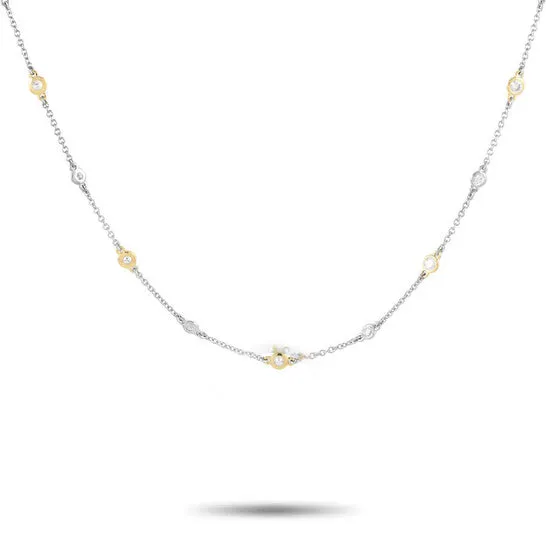 JMS always Necklaces Original LB Exclusive 18K White and Yellow Gold 132ct Diamond Station Necklace MF27 110223 JMS always Necklaces Original LB Exclusive 18K White and Yellow Gold 132ct Diamond Station Necklace MF27 110223