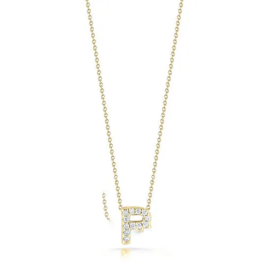 JMS always Necklaces Original Roberto Coin 18K Yellow Gold 005Ct Diamond Tiny Treasures Letter P Necklace 001634Aychxp JMS always Necklaces Original Roberto Coin 18K Yellow Gold 005Ct Diamond Tiny Treasures Letter P Necklace 001634Aychxp