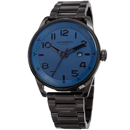JMS always Original Akribos XXIV Blue Dial Black Ionplated Mens Watch AK956BU Watches JMS always Original Akribos XXIV Blue Dial Black Ionplated Mens Watch AK956BU Watches