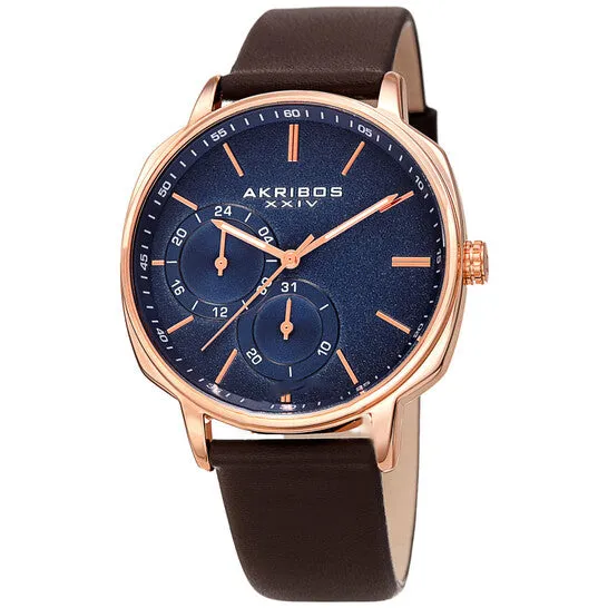 JMS always Original Akribos XXIV Quartz Blue Dial Brown Leather Mens Watch AK1022RGBR Watches JMS always Original Akribos XXIV Quartz Blue Dial Brown Leather Mens Watch AK1022RGBR Watches