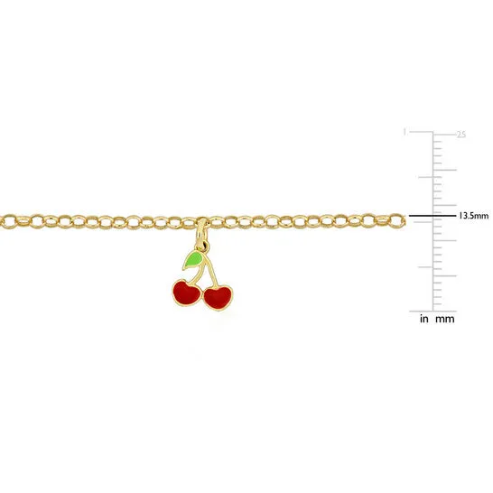 JMS always Original Amour Cherry Enamel Charm Bracelet in Yellow Plated Sterling Silver Bracelets JMS always Original Amour Cherry Enamel Charm Bracelet in Yellow Plated Sterling Silver Bracelets