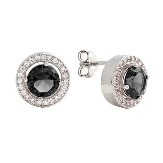 JMS always Original Elegant Confetti Womens 18K White Gold Plated Black CZ Simulated Diamond Classic Halo Stud Earrings Earrings JMS always Original Elegant Confetti Womens 18K White Gold Plated Black CZ Simulated Diamond Classic Halo Stud Earrings Earrings
