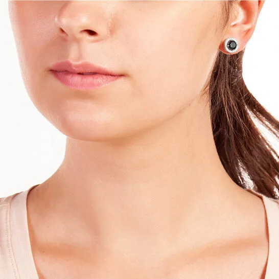 JMS always Original Elegant Confetti Womens 18K White Gold Plated Black CZ Simulated Diamond Classic Halo Stud Earrings Earrings JMS always Original Elegant Confetti Womens 18K White Gold Plated Black CZ Simulated Diamond Classic Halo Stud Earrings Earrings