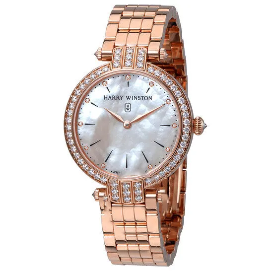 JMS always Original Harry Winston Premier Mother of Pearl Dial Ladies 18K Rose Gold Watch PRNQHM31RR003 Necklaces