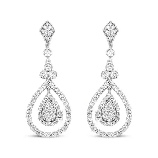 JMS always Original Haus of Brilliance 18K White Gold 1 14 Cttw Round Diamond Openwork TeardropShaped Dangle Earrings FG Color VS1VS2 Clarity Earrings JMS always Original Haus of Brilliance 18K White Gold 1 14 Cttw Round Diamond Openwork TeardropShaped Dangle Earrings FG Color VS1VS2 Clarity Earrings