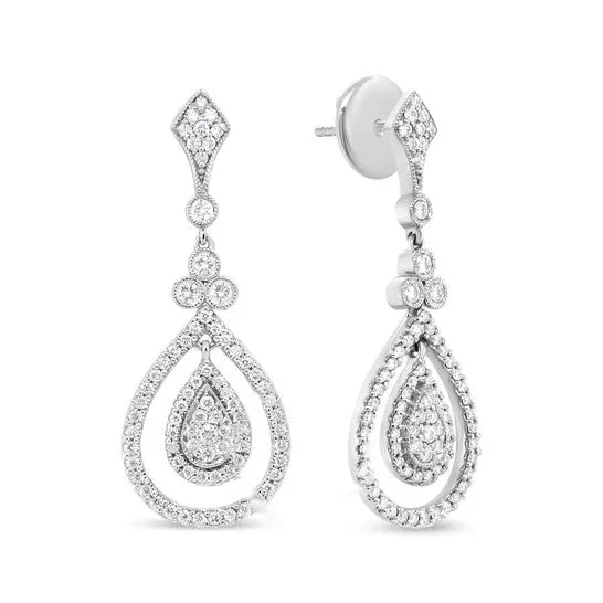 JMS always Original Haus of Brilliance 18K White Gold 1 14 Cttw Round Diamond Openwork TeardropShaped Dangle Earrings FG Color VS1VS2 Clarity Earrings JMS always Original Haus of Brilliance 18K White Gold 1 14 Cttw Round Diamond Openwork TeardropShaped Dangle Earrings FG Color VS1VS2 Clarity Earrings