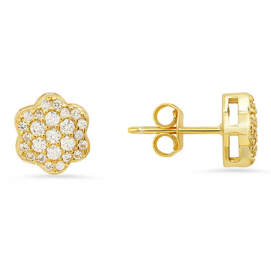 JMS always Original Kylie Harper 14k Gold Over Silver Flower Cubic Zirconia CZ Stud Earrings Earrings JMS always Original Kylie Harper 14k Gold Over Silver Flower Cubic Zirconia CZ Stud Earrings Earrings