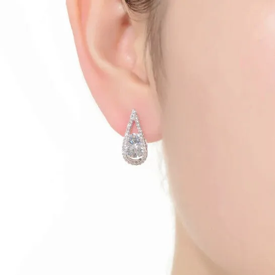 JMS always Original Megan Walford 925 Sterling Silver Cubic Zirconia Pear Halo Drop Earrings Earrings JMS always Original Megan Walford 925 Sterling Silver Cubic Zirconia Pear Halo Drop Earrings Earrings
