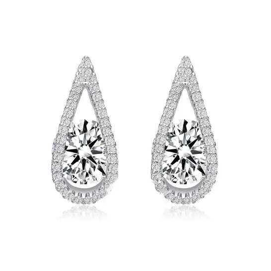 JMS always Original Megan Walford 925 Sterling Silver Cubic Zirconia Pear Halo Drop Earrings Earrings JMS always Original Megan Walford 925 Sterling Silver Cubic Zirconia Pear Halo Drop Earrings Earrings