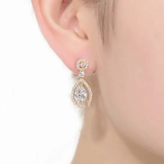 JMS always Original Megan Walford Gold Over Sterling Silver Pear with Round Cubic Zirconia Tier Drop Earrings Earrings JMS always Original Megan Walford Gold Over Sterling Silver Pear with Round Cubic Zirconia Tier Drop Earrings Earrings