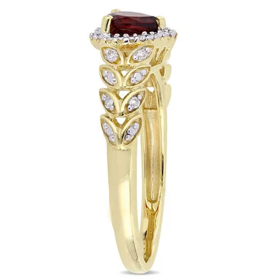 JMS always Rings Original Amour 12 CT TGW Garnet and Diamond Halo Heart Ring in 10k Yellow Gold JMS005029 JMS always Rings Original Amour 12 CT TGW Garnet and Diamond Halo Heart Ring in 10k Yellow Gold JMS005029