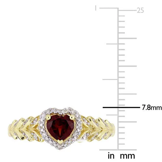 JMS always Rings Original Amour 12 CT TGW Garnet and Diamond Halo Heart Ring in 10k Yellow Gold JMS005029 JMS always Rings Original Amour 12 CT TGW Garnet and Diamond Halo Heart Ring in 10k Yellow Gold JMS005029