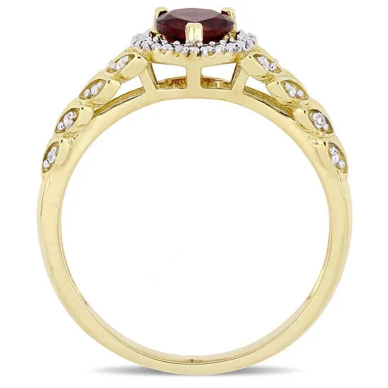 JMS always Rings Original Amour 12 CT TGW Garnet and Diamond Halo Heart Ring in 10k Yellow Gold JMS005029 JMS always Rings Original Amour 12 CT TGW Garnet and Diamond Halo Heart Ring in 10k Yellow Gold JMS005029