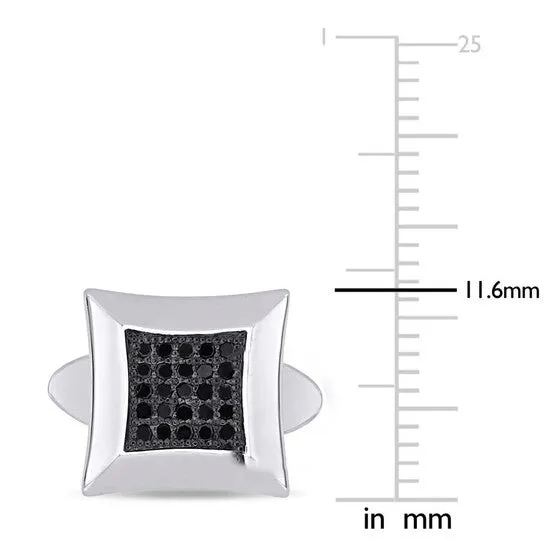 JMS always Rings Original AMOUR 14 CT TW Black Diamond Pave Cufflinks In Sterling Silver JMS always Rings Original AMOUR 14 CT TW Black Diamond Pave Cufflinks In Sterling Silver