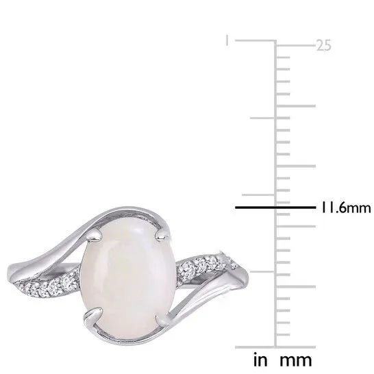JMS always Rings Original Amour Sterling Silver 1 58 CT TGW Opal and 110 CT TDW Diamond Cocktail Ring JMS always Rings Original Amour Sterling Silver 1 58 CT TGW Opal and 110 CT TDW Diamond Cocktail Ring