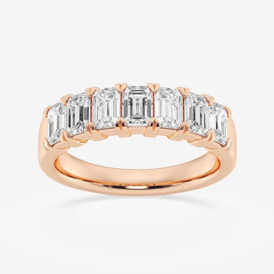 JMS always Rings Original Brilliant Diamond 14K Rose Gold 2 CTTW EmeraldCut LAB GROWN Diamond Seven Stone Anniversary Band FG SI1 JMS always Rings Original Brilliant Diamond 14K Rose Gold 2 CTTW EmeraldCut LAB GROWN Diamond Seven Stone Anniversary Band FG SI1